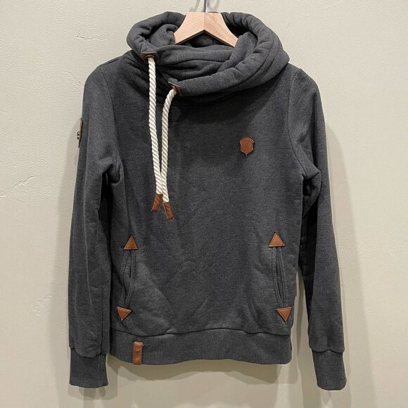 Naketano Dark Gray Cowl Neck Hooded Sweatshirt - Size: Medium - Picture 1 of 9